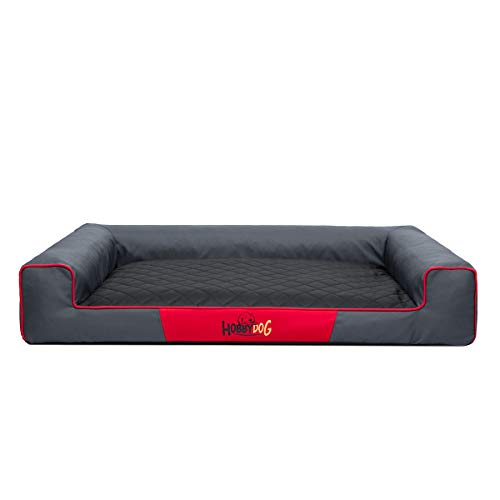 Hobbydog XXL VICGCM1 Eckig Hundebett, Victoria Katzenbett Schlafplatz, grau mit schwarz