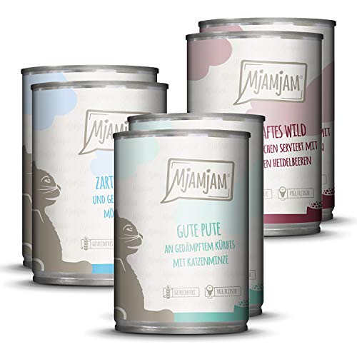 MjAMjAM - Premium Nassfutter für Katzen - Mixpaket II - Wild & Kaninchen, Pute, Ente & Geflügel,...