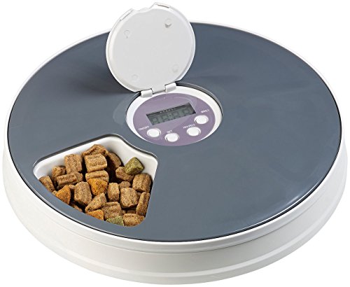 infactory Katzenfutterautomat: Zeitgesteuerter 6-Fach-Katzen- & Hunde-Futterspender, LCD-Display...