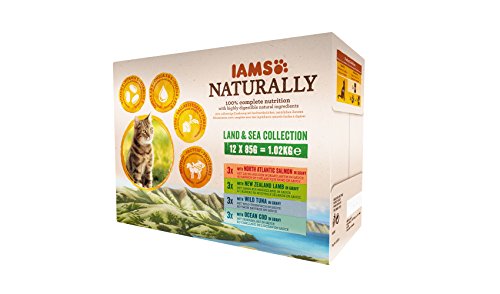 IAMS Naturally Land & Sea Collection in Sauce – Vollwertiges Nassfutter für erwachsene Katzen von...