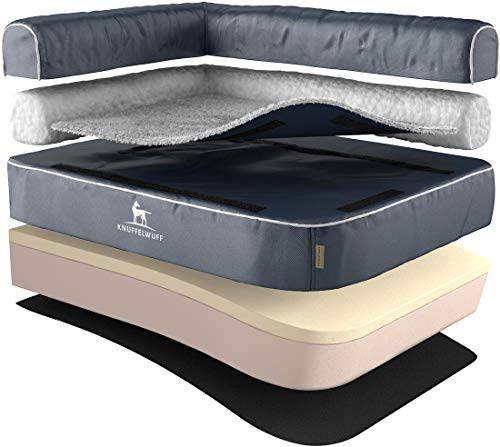 Knuffelwuff Orthopädisches Eck Hundebett Grau Arizona waschbar Hundesofa Hundekorb Hundekörbchen...