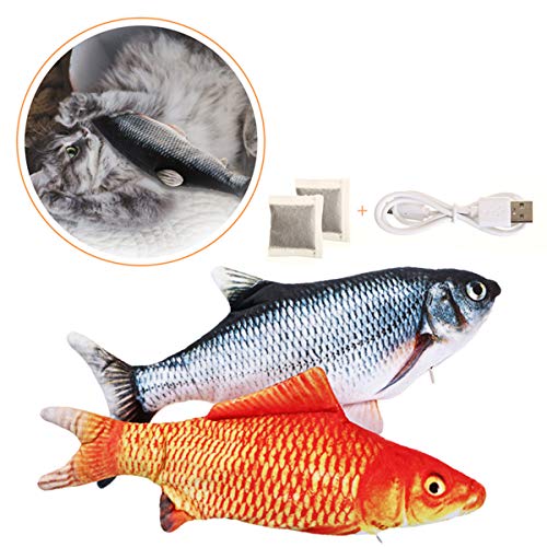 Charminer 2pcs Katzenspielzeug Fische, Elektrische Fische mit Katzenminze Katze Interaktive...