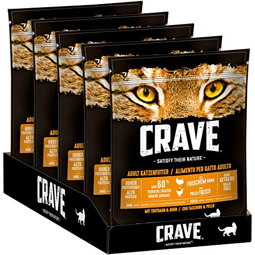 CRAVE Premium Trockenfutter mit Truthahn & Huhn für Katzen – Getreidefreies Adult Katzenfutter...