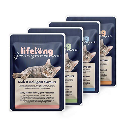 Amazon-Marke: Lifelong Getreidefreies Nassfutter für ausgewachsene Katzen (Fleischauswahl in...