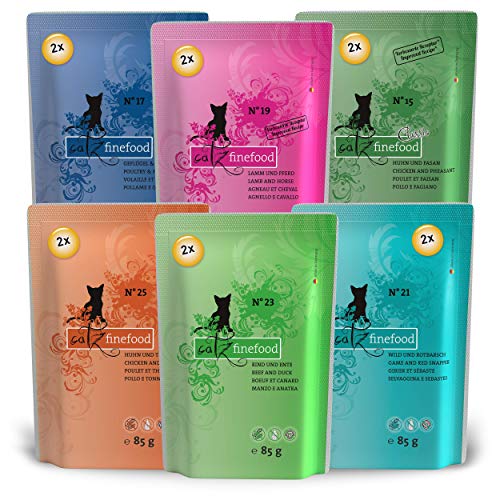 catz finefood Multipack 2, 12 x 85g Beutel, Feinkost Katzenfutter nass, Sorten Mix-Paket 2 mit Huhn,...