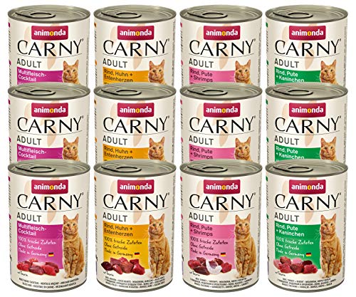 animonda Carny Adult Katzenfutter, Nassfutter für ausgewachsene Katzen, Mix 2, 12 x 400 g